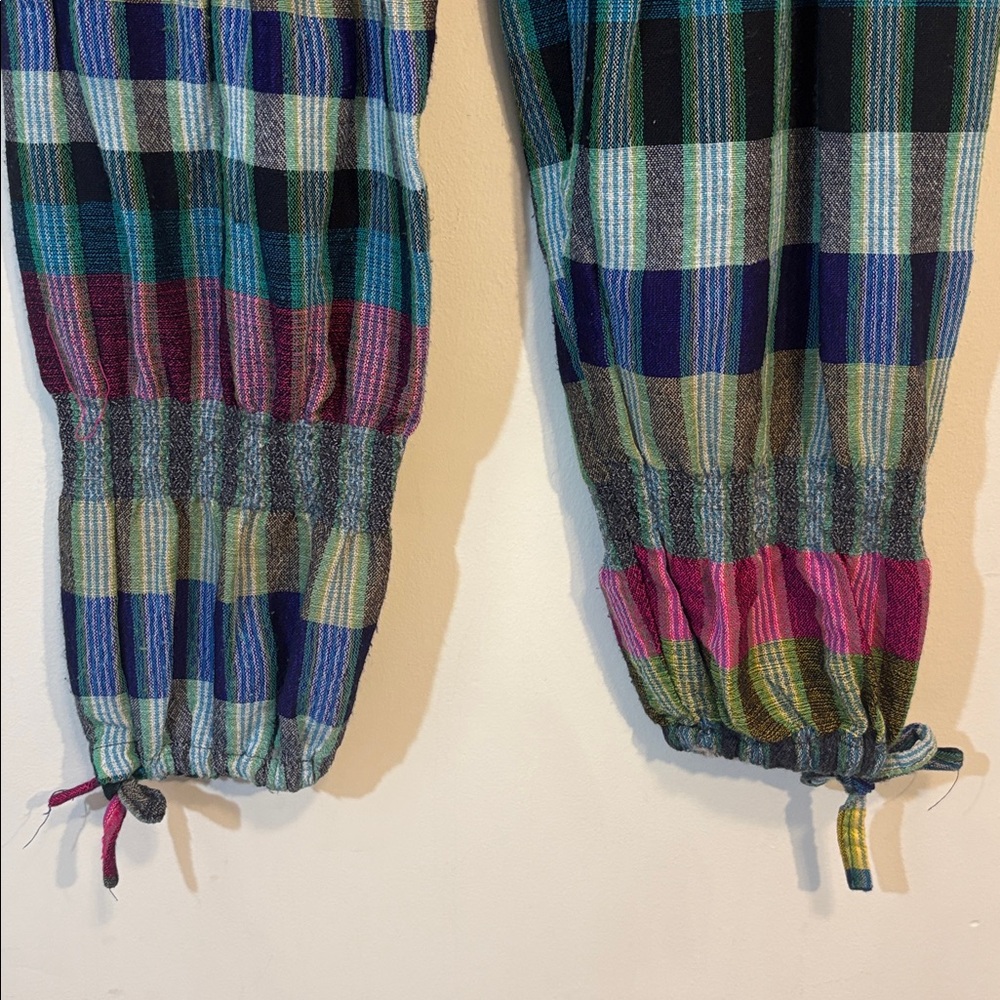 Plaid Patchwork Baggy Cargo Pockets Drawstring Jo… - image 4